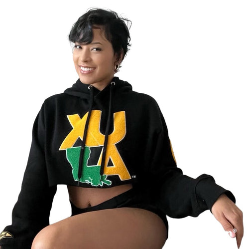Xavier University of Louisiana Cropped Letterman Hoodie
